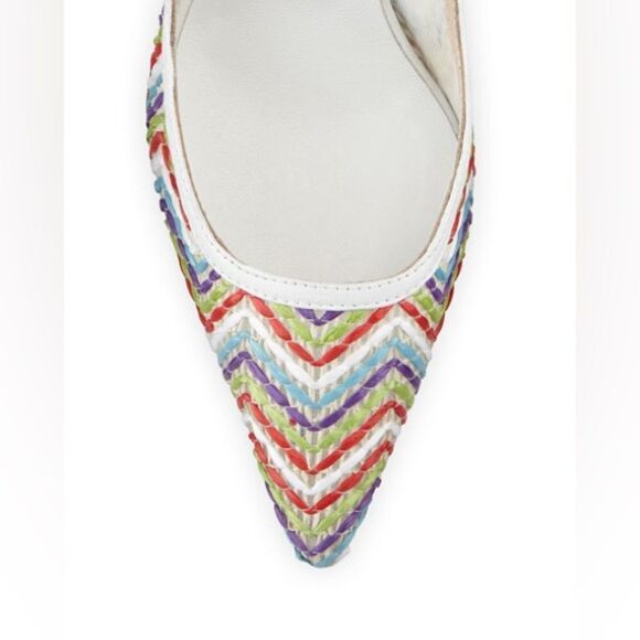 Manolo Blahnik Arina Leather Rainbow Zigzag Pump, size 9.5 - Picture 3 of 4